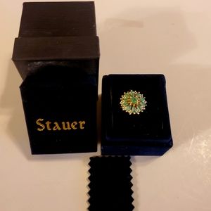 Stauer Womens Zambian Emerald Blossom Ring Size 8